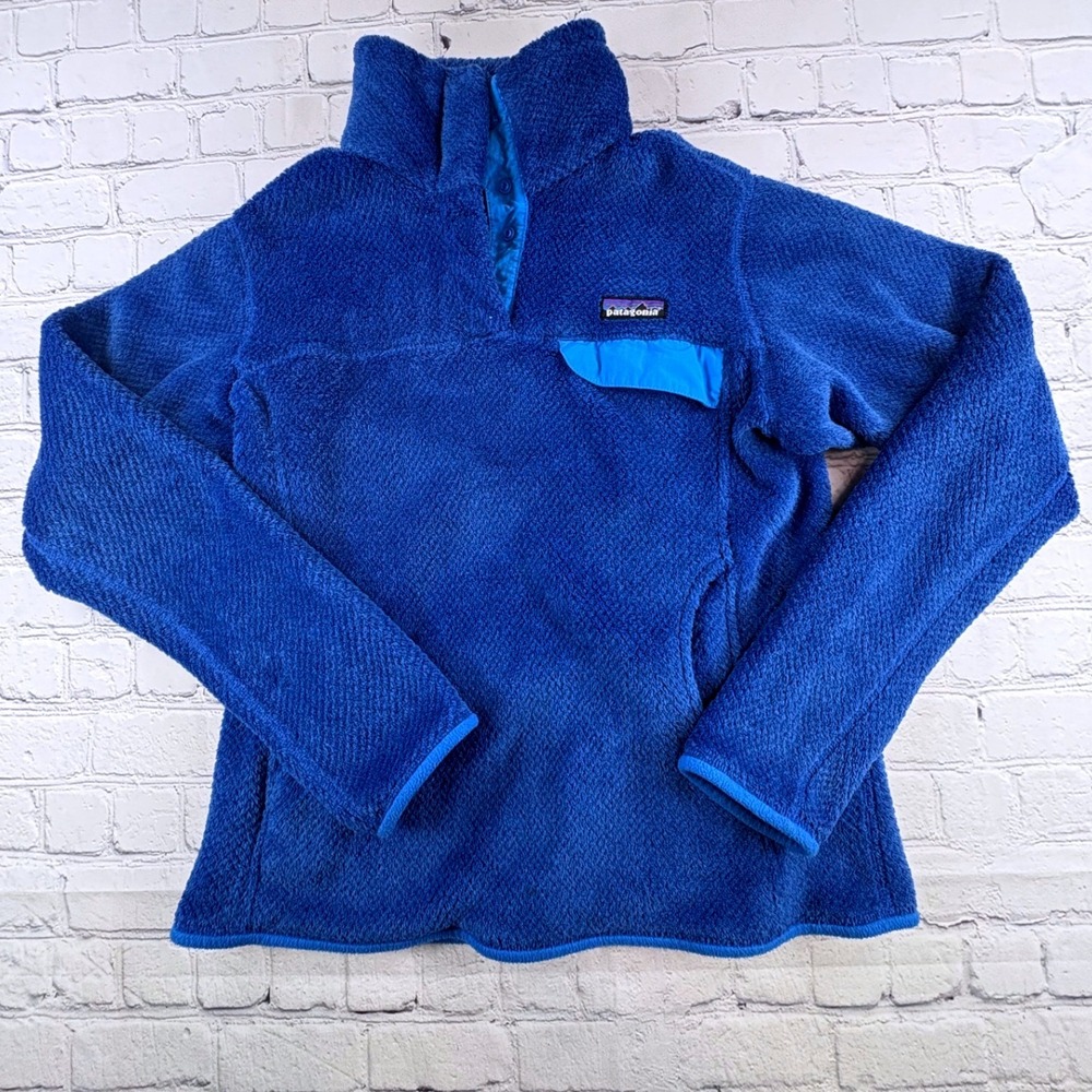 Patagonia Fleece Pullover Womens M Blue Good Re-Tool Snap-T High Pile Polartec